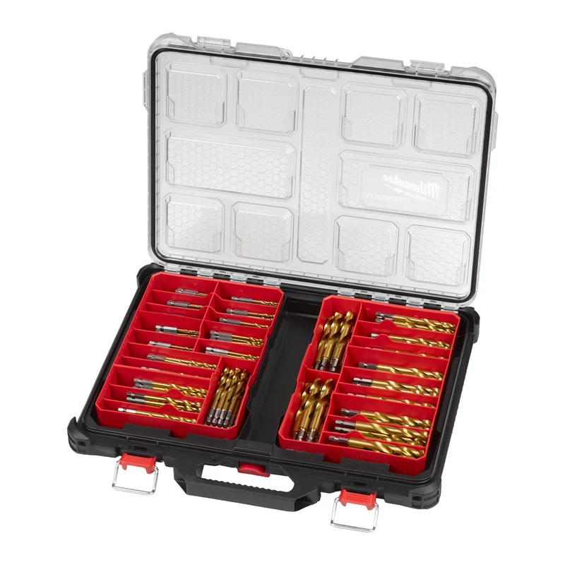 Milwaukee RED HEX Shockwave HSS-G TiN Metallbohrer Set 220-tlg. in Packout Slim Organiser (Ø 2,0 - 13,0 mm, 1/4" HEX)