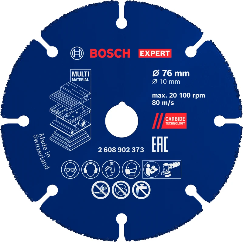 Bosch EXPERT Multi Material Carbide-Trennscheibe Ø 76 x 10 mm (für Mini-Winkelschleifer, Überragende Lebensdauer, Zum Schneiden verschiedenster Materialien)