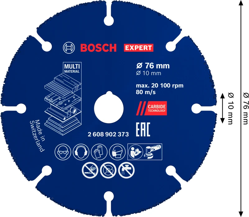 Bosch EXPERT Multi Material Carbide-Trennscheibe Ø 76 x 10 mm (für Mini-Winkelschleifer, Überragende Lebensdauer, Zum Schneiden verschiedenster Materialien)