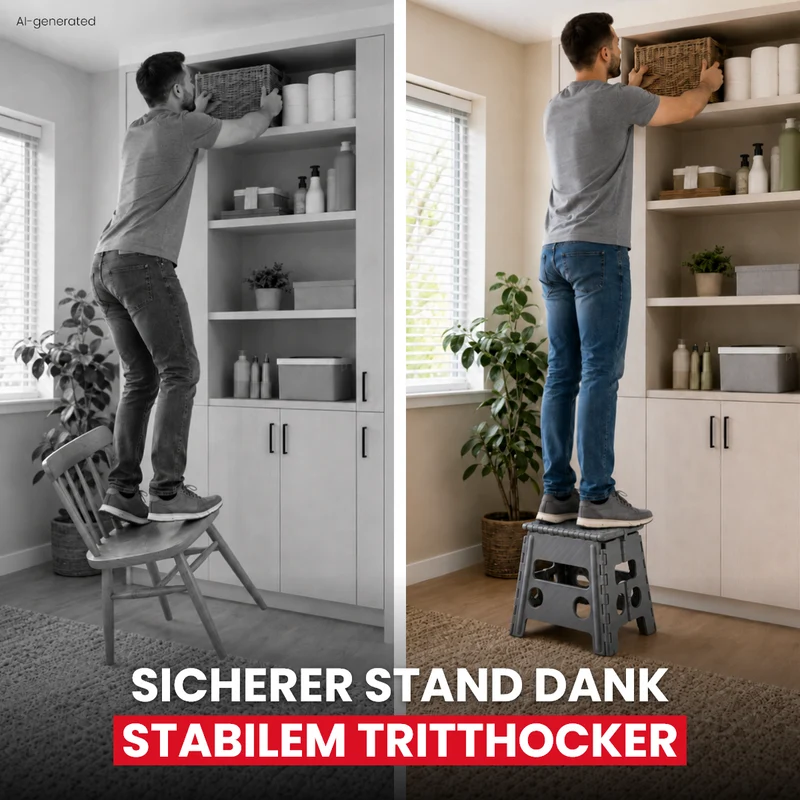 Klappbarer Tritthocker grau