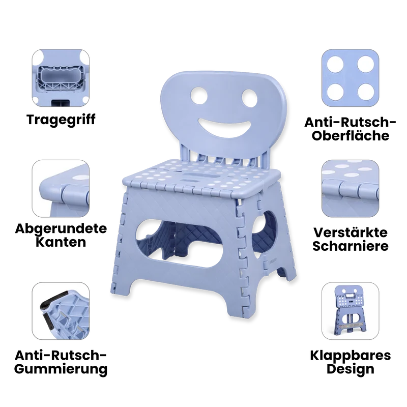 Klappbarer Kinderstuhl blau 2-in-1