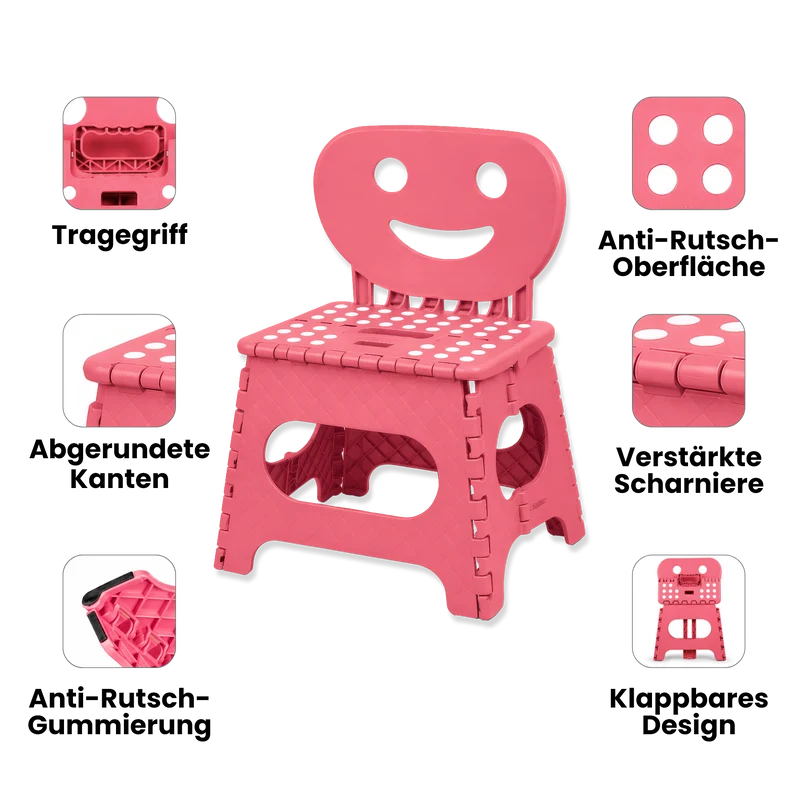 Klappbarer Kinderstuhl rosa 2-in-1