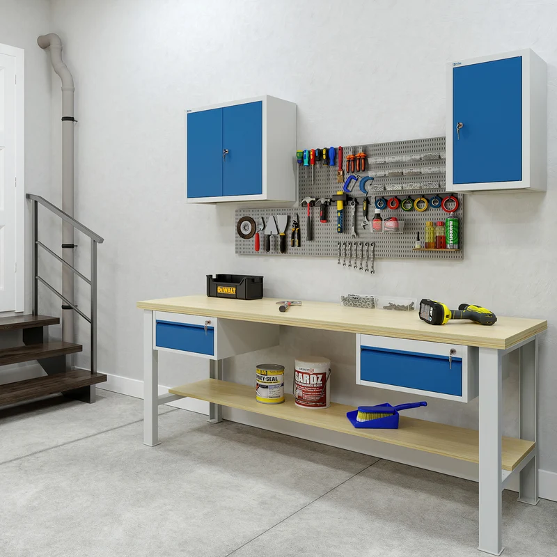 Werkbank 1500 mm breit – Fixe-Höhe & Quer-Travese | Budget-Star