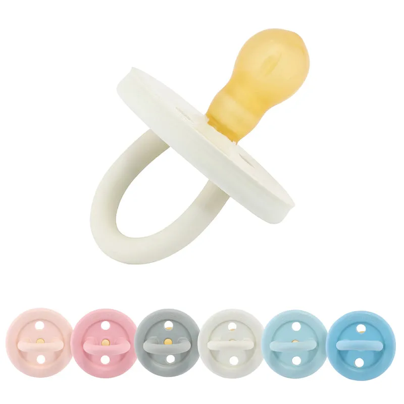 BumiBébé by HEVEA - Schnuller - Retro-Design - Rund - 100 % Naturkautschuk - 2er-Set - 2 Größen