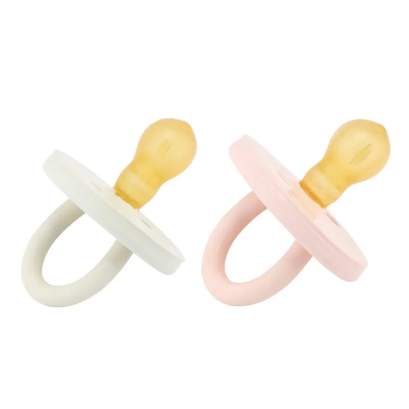 BumiBébé by HEVEA - Schnuller - Retro-Design - Rund - 100 % Naturkautschuk - 2er-Set - 2 Größen
