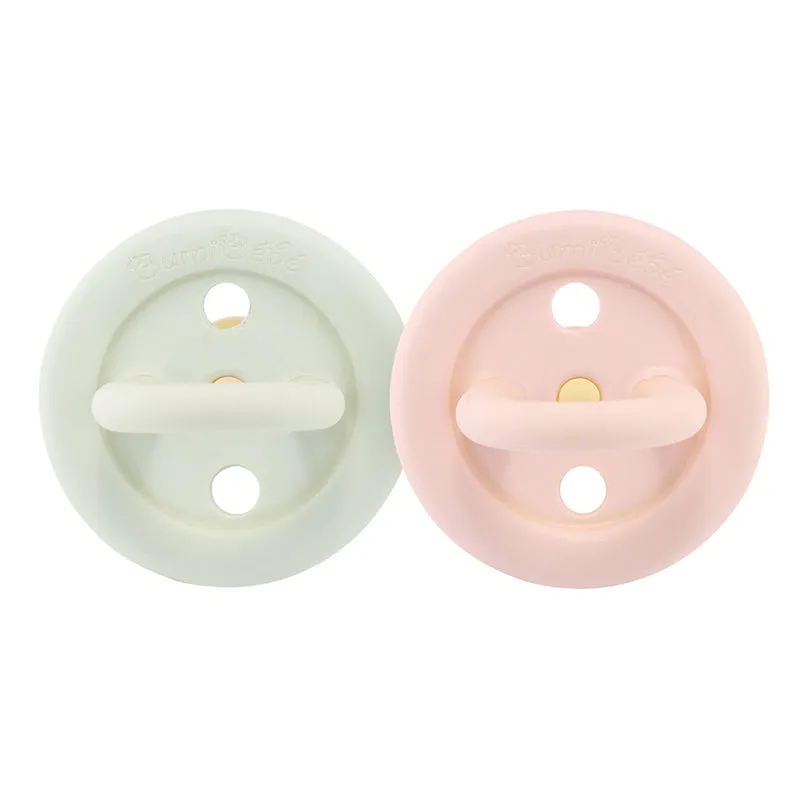 BumiBébé by HEVEA - Schnuller - Retro-Design - Rund - 100 % Naturkautschuk - 2er-Set - 2 Größen