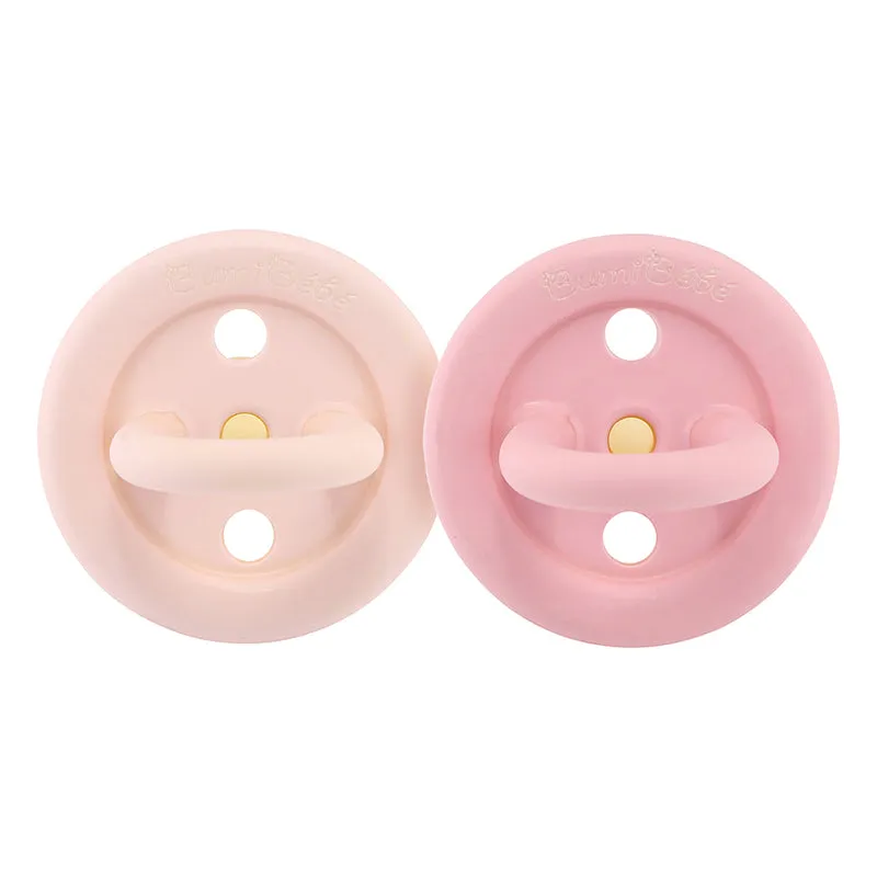 BumiBébé by HEVEA - Schnuller - Retro-Design - Rund - 100 % Naturkautschuk - 2er-Set - 2 Größen