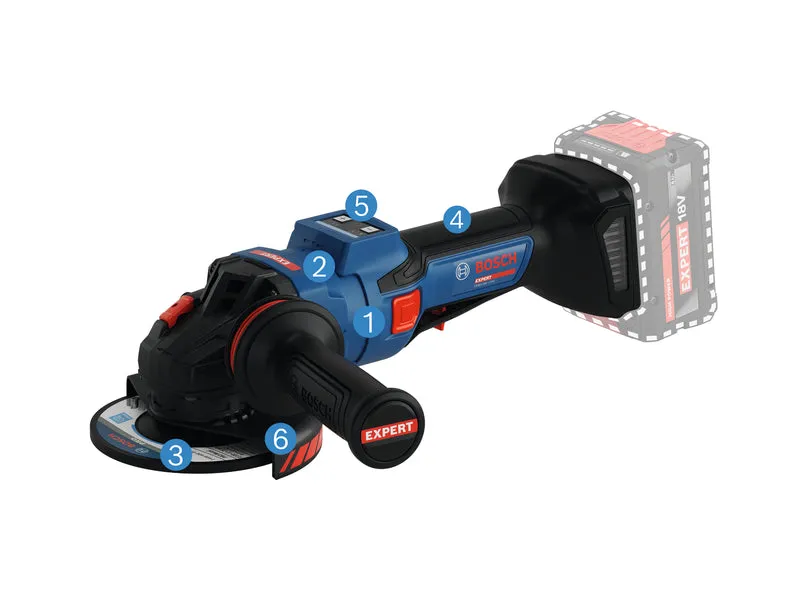 Bosch EXPERT Akku-Winkelschleifer EXWS18V-15PS (Scheiben-Ø: 125 mm, Drehzahl: 11000 U/min, Paddelschalter, ohne Akku in L-BOXX 162)