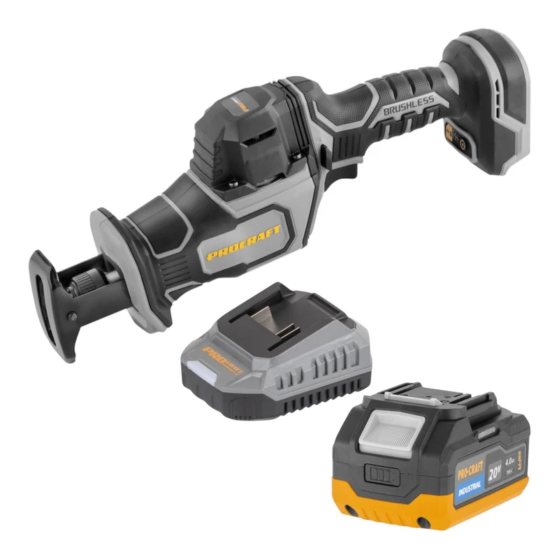 Procraft Industrial RS20Abb Recipro Säbelsäge 20 V Brushless + 1x Akku 4,0 Ah + Ladegerät