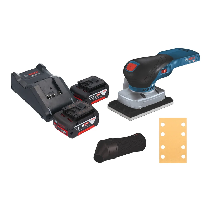 Bosch GSS 18V-13 Professional Akku Schwingschleifer 18 V 100 x 110 mm + 2x Akku 5,0 Ah + Ladegerät