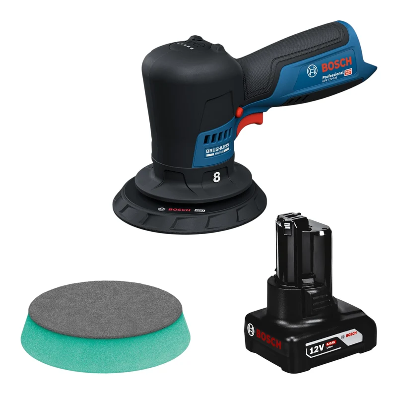 Bosch GPX 12V-125 Akku Polierer 12 V 125 mm Brushless + 1x Akku 6,0 Ah - ohne Ladegerät