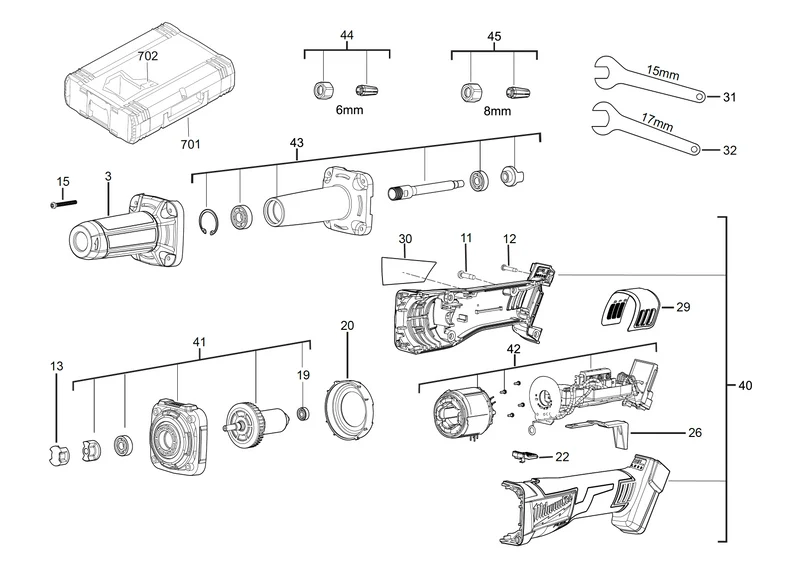 Milwaukee M18 FDG Ersatzteile (Code: 458221)