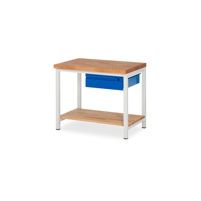 Profi-Werkbank mit Holz-Ablageboden und 1x Schublade