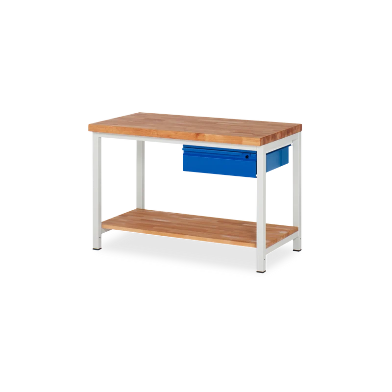 Profi-Werkbank mit Holz-Ablageboden und 1x Schublade