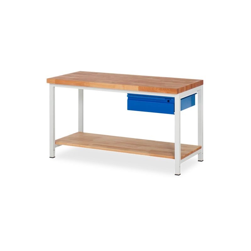 Profi-Werkbank mit Holz-Ablageboden und 1x Schublade