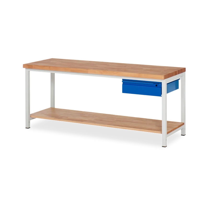 Profi-Werkbank mit Holz-Ablageboden und 1x Schublade