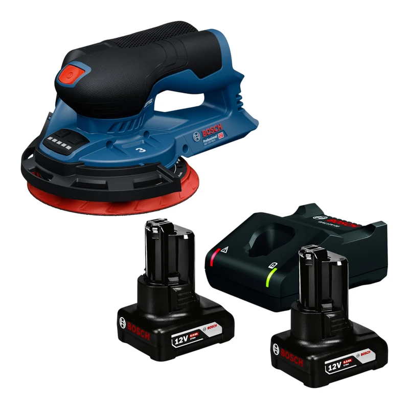 Bosch GEX 12V-150-3 Professional Akku Exzenterschleifer 12 V 150 mm Brushless + 2x Akku 6,0 Ah + Ladegerät