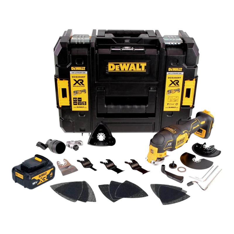 DeWalt DCS 356 NT Akku Multitool 18 V Brushless + 1x Akku 4,0 Ah + 20 tlg. Zubehör + TSTAK - ohne Ladegerät