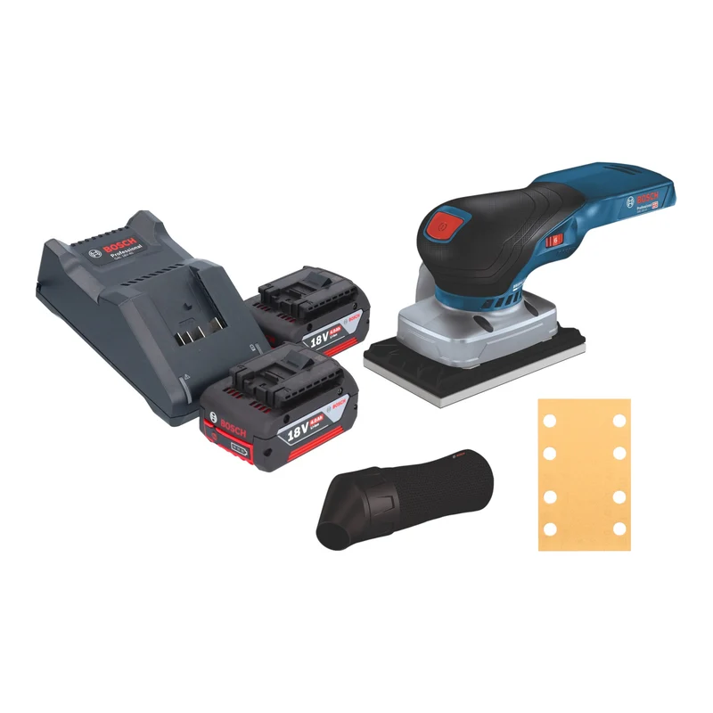Bosch GSS 18V-13 Professional Akku Schwingschleifer 18 V 100 x 110 mm + 2x Akku 4,0 Ah + Ladegerät