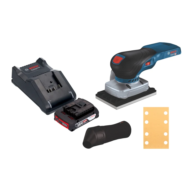 Bosch GSS 18V-13 Professional Akku Schwingschleifer 18 V 100 x 110 mm + 1x Akku 2,0 Ah + Ladegerät