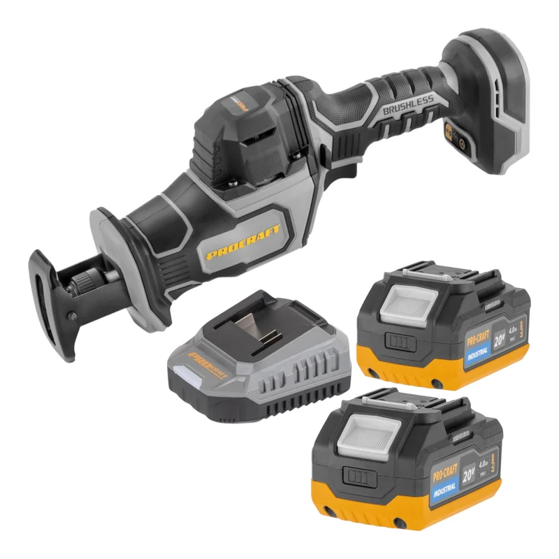 Procraft Industrial RS20Abb Recipro Säbelsäge 20 V Brushless + 2x Akku 4,0 Ah + Ladegerät