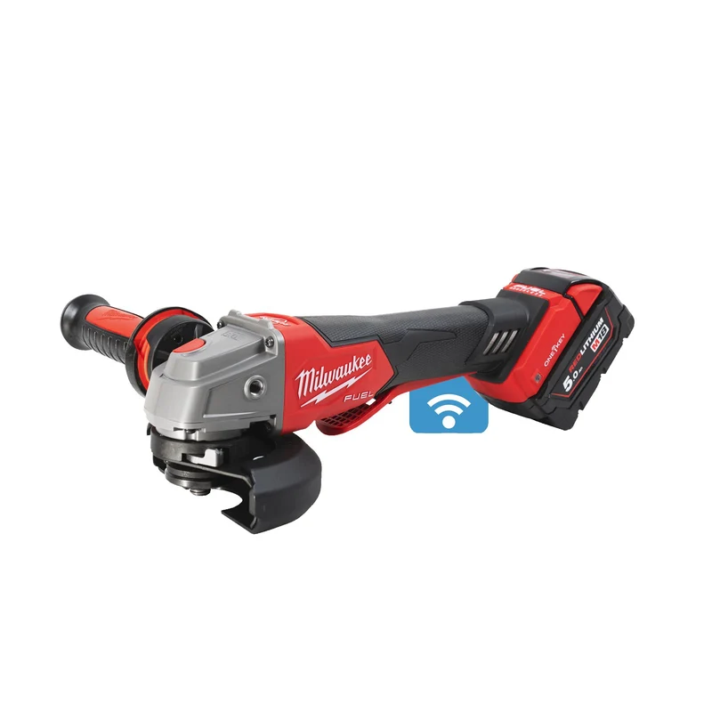 Milwaukee Akku-Winkelschleifer M18 ONEFSAG125XPDB-502X (Scheiben-Ø: 125 mm, Paddelschalter, ONE-KEY, mit 2 x 5,0 Ah Akku in HD-Box)