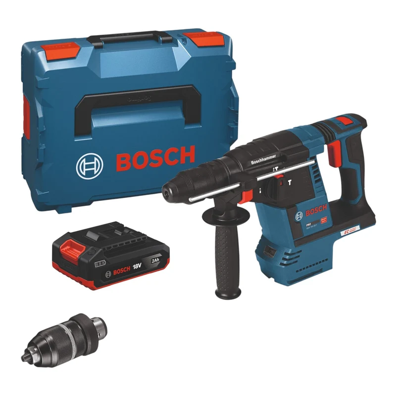 Bosch GBH 18V-26 F Professional Akku Bohrhammer 18 V 2,6 J SDS Plus Brushless + 1x Akku 2,0 Ah + L-Boxx - ohne Ladegerät