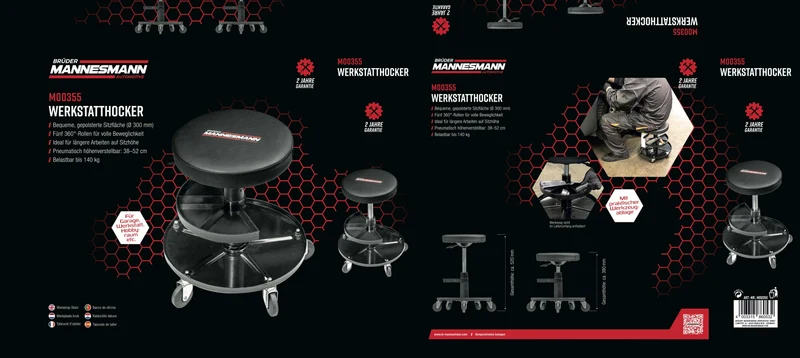 Werkstatthocker, höhenverstellbar