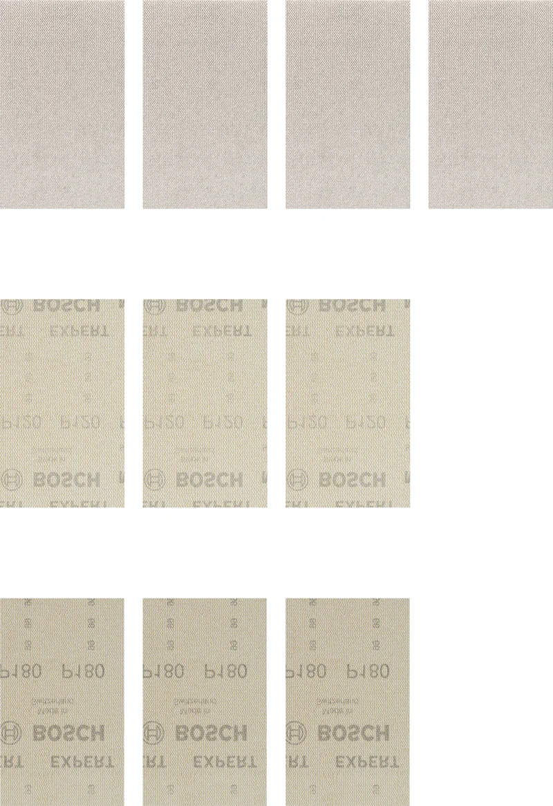 Bosch EXPERT M480 Schleifnetz-Set 80 x 133 mm (10er-Pack: 4x G80, 3x G120, 3x G180, für Schwingschleifer, für Holz, Farbe, Trockenbauwände)