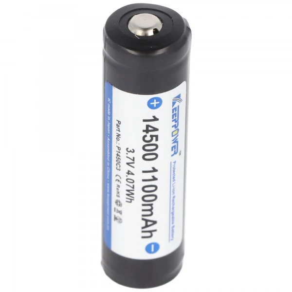 Keeppower Akku 14500 3,7V 1100mAh Li-Ion Akku PCB geschützt P1450C3