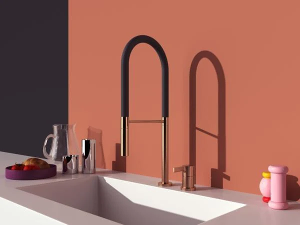 Ideal Standard Gusto 2-Loch Küchenarmatur Semi-Pro mit 2-Funktions-Brause Sunset Rose