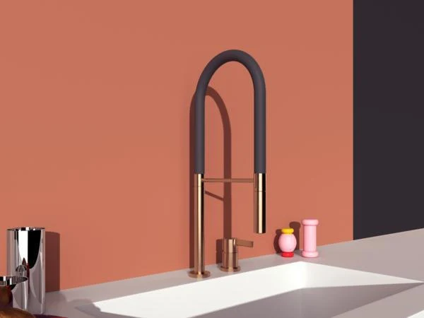 Ideal Standard Gusto 2-Loch Küchenarmatur Semi-Pro mit 2-Funktions-Brause Sunset Rose