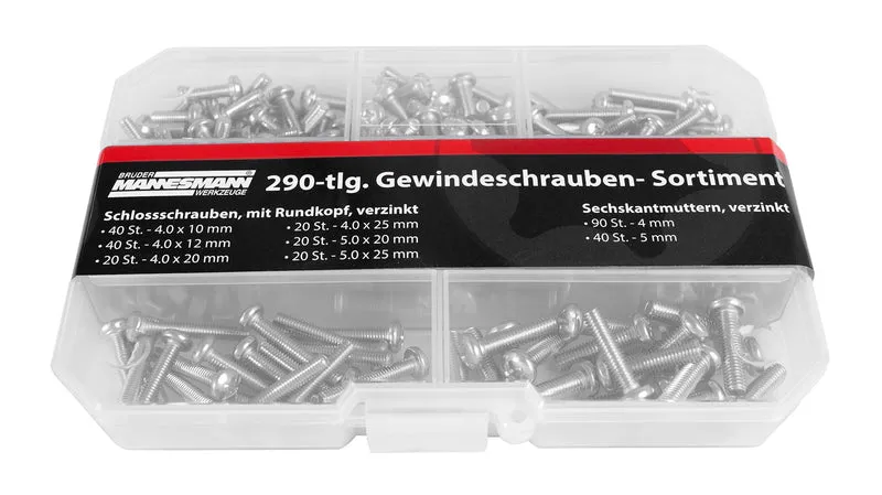 Gewindeschrauben-Sortiment, 290-tlg.