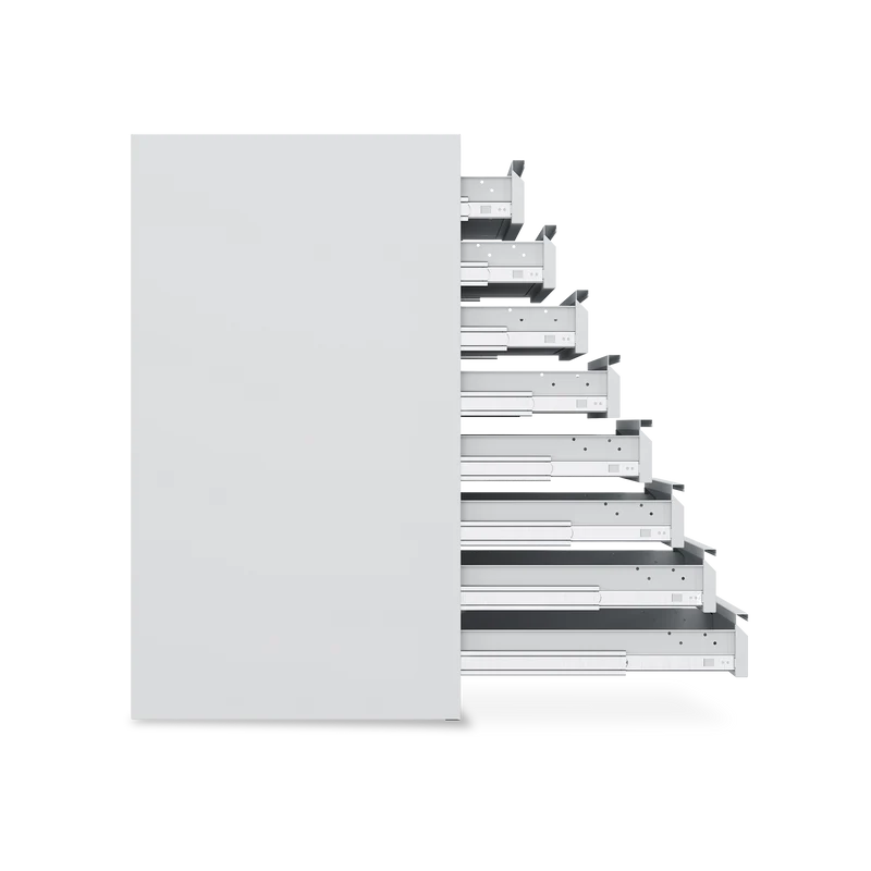 Schubladenschrank (900 mm hoch) mit 8-Schubladen in Lichtgrau