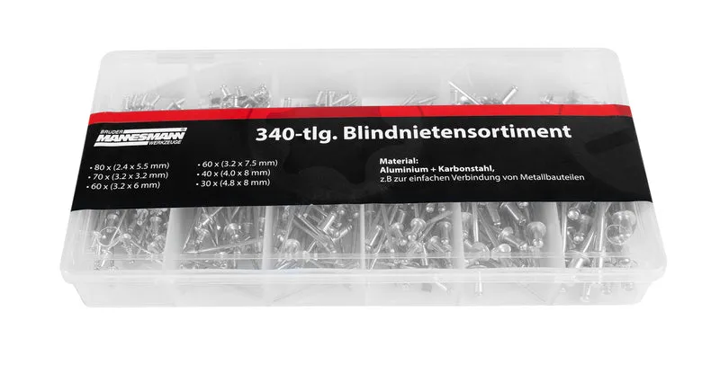 Blindnietensortiment, 340-tlg.