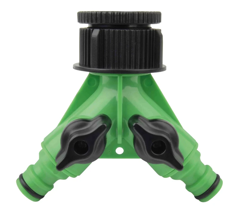1" 2-Wege Schlauchverbinder, mit Absperrung und Überwurfmutter + Reduzierstück 1" auf 3/4"