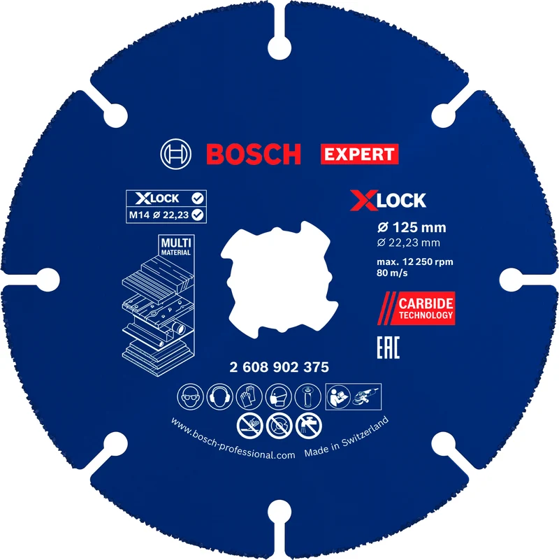 Bosch EXPERT Multi Material Carbide-Trennscheibe Ø 125 mm (X-LOCK, Carbide Multi Wheel, Zum Schneiden verschiedenster Materialien)