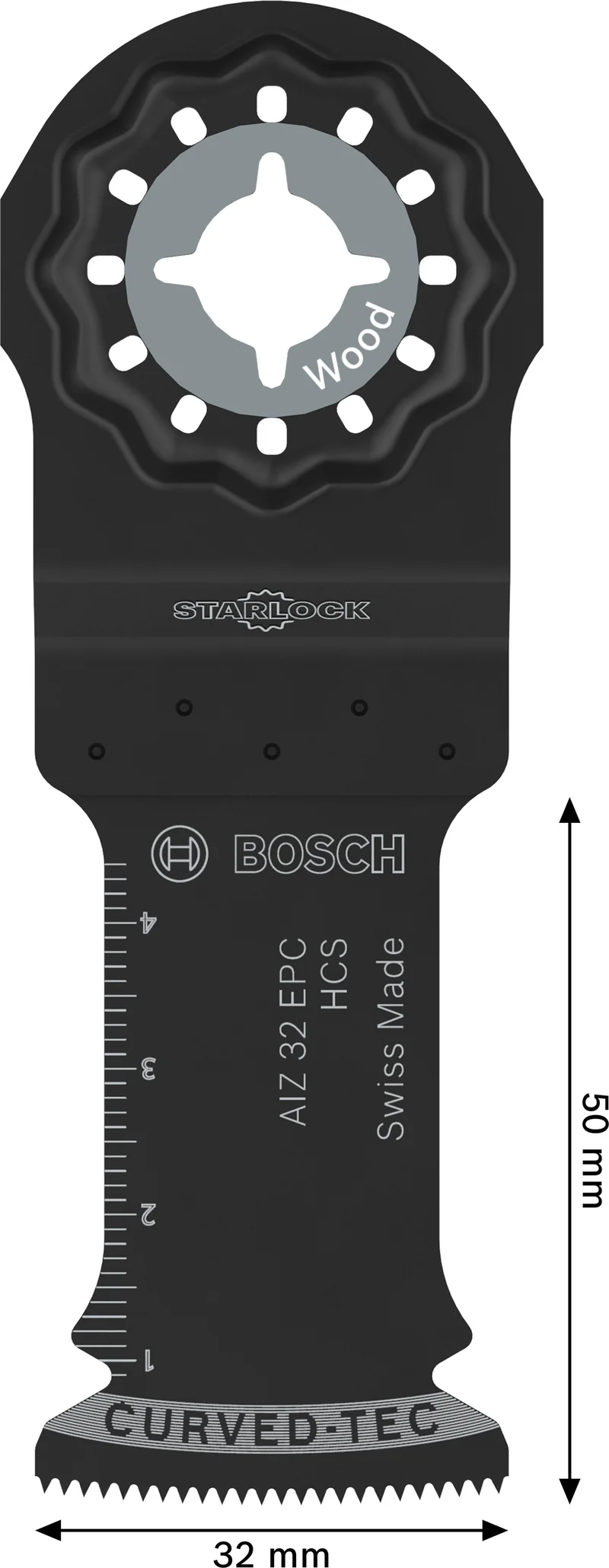 Bosch Tauchsägeblatt AIZ 32 EPC (Starlock, HCS, Curved-Tec, Zum Schneiden von Weichholz, 32 x 50 mm)