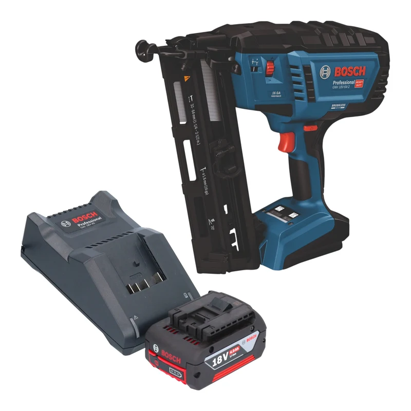 Bosch GNH 18V-64-2 Professional Akku Holznagler 18 V 1,6 x 32 - 64 mm Brushless + 1x Akku 4,0 Ah + Ladegerät