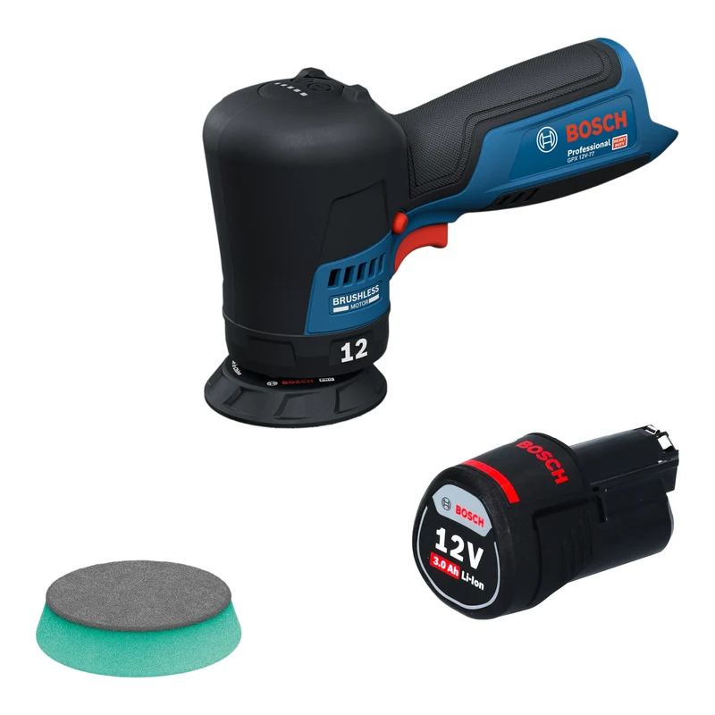 Bosch GPX 12V-77 Akku Polierer 12 V 77 mm Brushless + 1x Akku 3,0 Ah - ohne Ladegerät