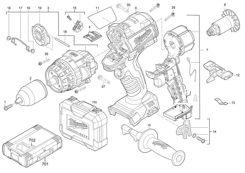 Milwaukee M18 CDD Ersatzteile (Code: 452323)