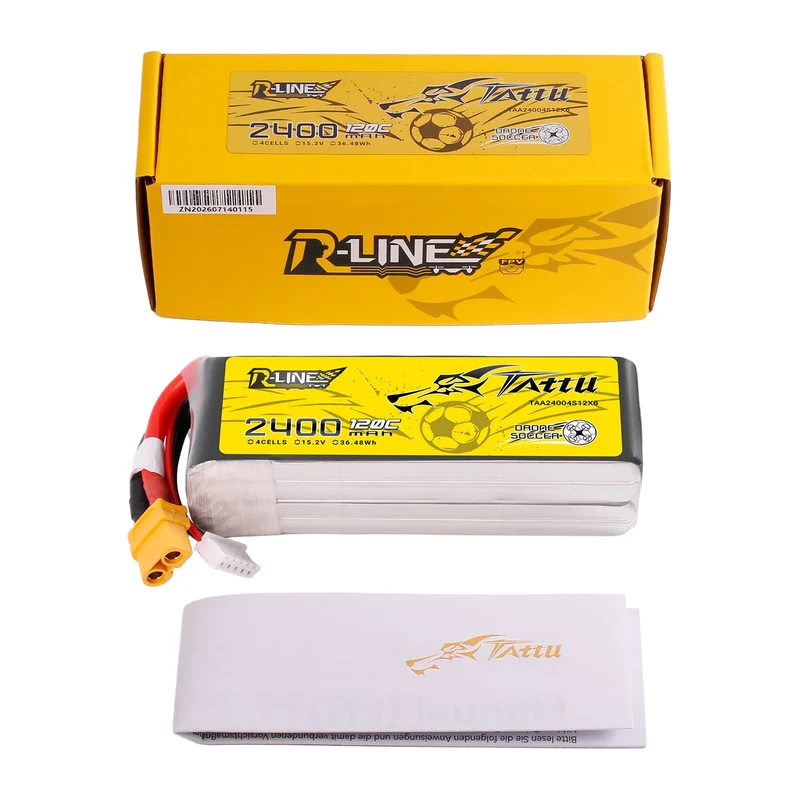 Tattu 2400mAh 15,2V 120C 4S1P High-Voltage-LiPo-Akkupack mit XT60-Stecker