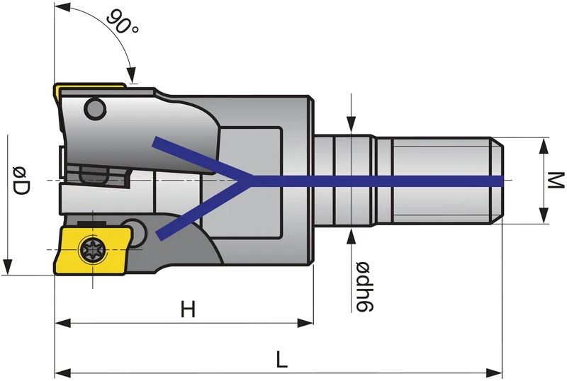 TECWERK Einschraubfräser Ø 16 mm mit Innenkühlung für APKT-10 Wendeschneidplatten