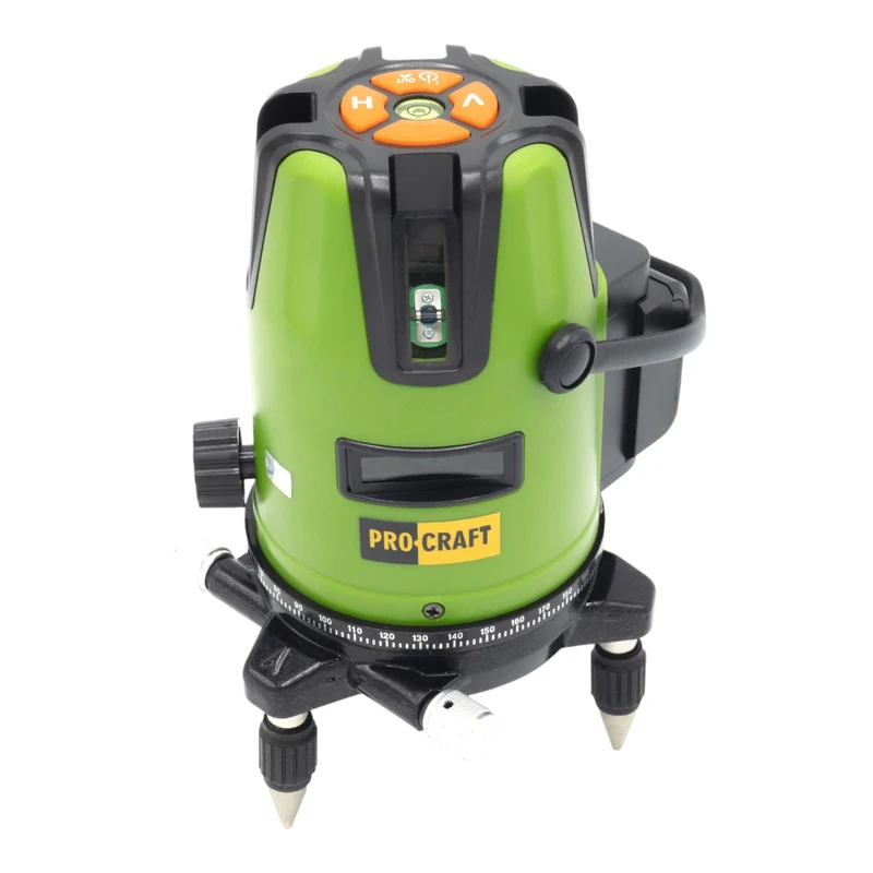 Procraft LE-3D Akku Linien- und Kreuzlinienlaser 3,7 V 50 m grün selbstnivellierend + Integrierter Akku 2,0 Ah