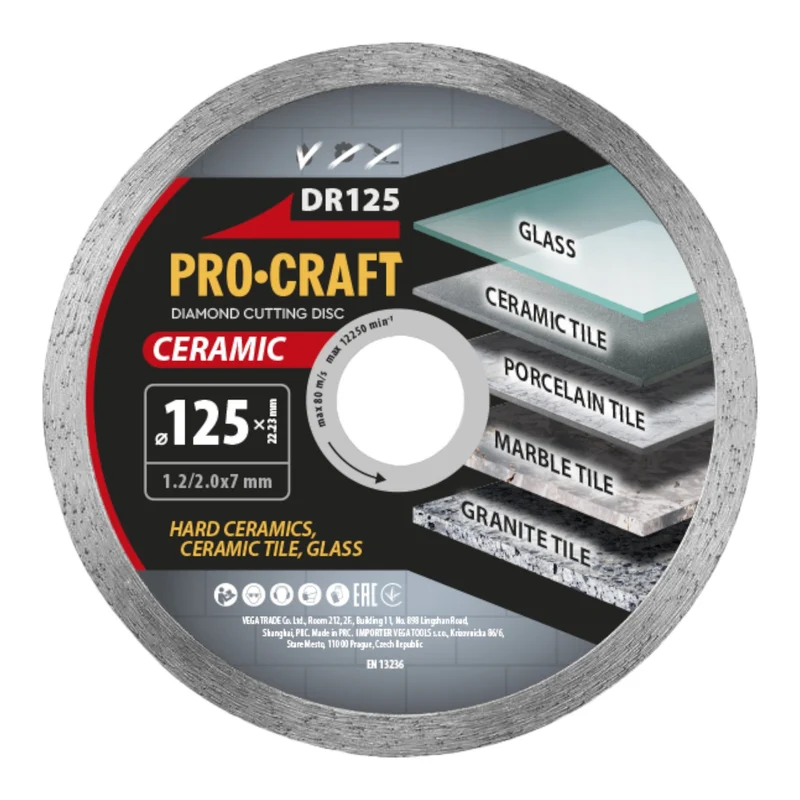 Procraft DR125 Diamanttrennscheibe Ceramic 125 x 22,23 mm 10 Stück