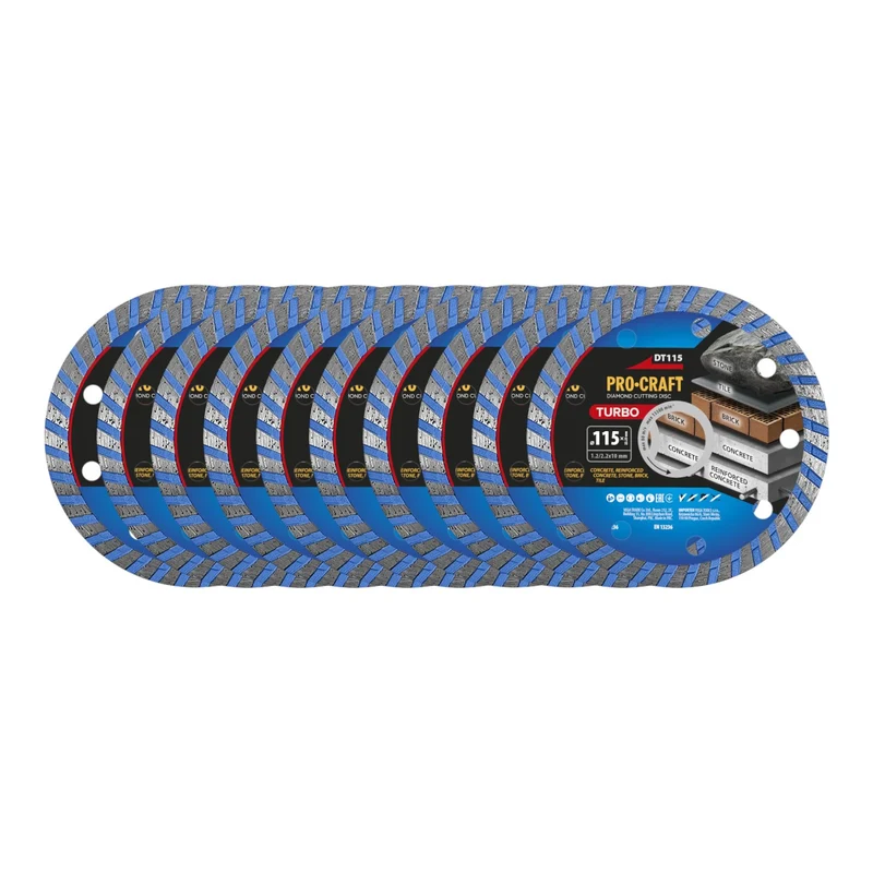 Procraft DT115 Diamanttrennscheibe Turbo 115 x 22,23 mm 10 Stück