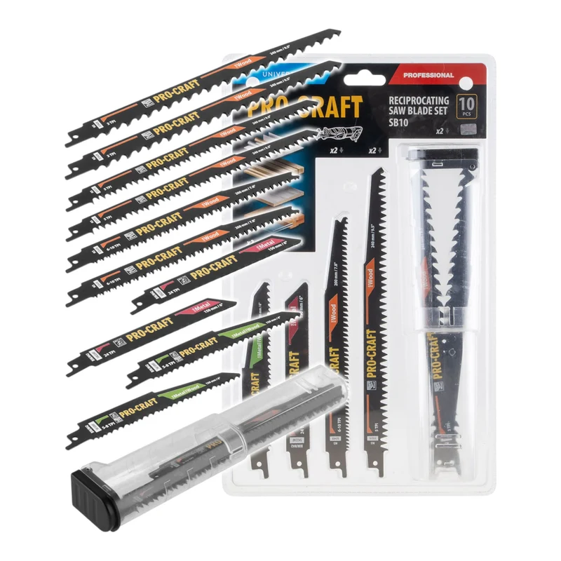 Procraft SB10 Säbelsägeblatt Set 10 tlg. 150 - 240 mm für Holz / Metall / Kunststoff