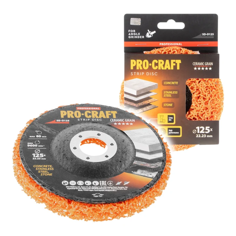 Procraft SD-O125 Schleifscheibe Ceramic Grain 125 x 22,23 mm für Winkelschleifer