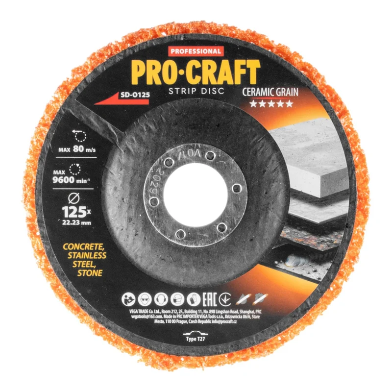 Procraft SD-O125 Schleifscheibe Ceramic Grain 125 x 22,23 mm für Winkelschleifer