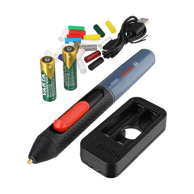 Bosch Gluey Heißklebestift, kabellos und wiederaufladbar, inkl. Mignon AA 1,2V Akkus